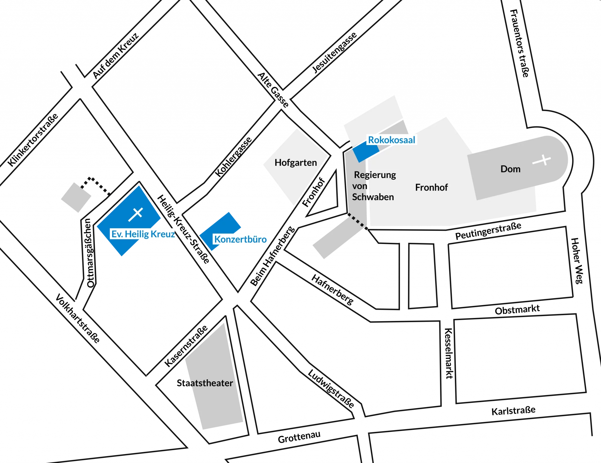 Lageplan ; Veranstaltungsorte ; Konzertbüro ; Heil-Kreuz-Kirche ; Rokokosaal ;